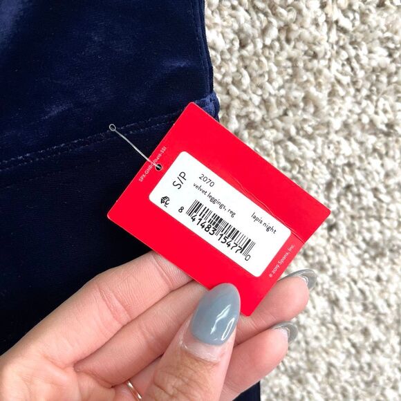 Spanx Leggings Women’s Small Dark Blue Velvet Lapis Night High Waist Pull On NWT - Picture 3 of 9